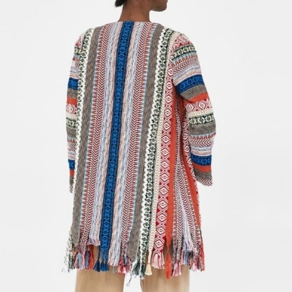 ZARA Embroidered Jacquard Coat Jacket Festival - Picture 2 of 3